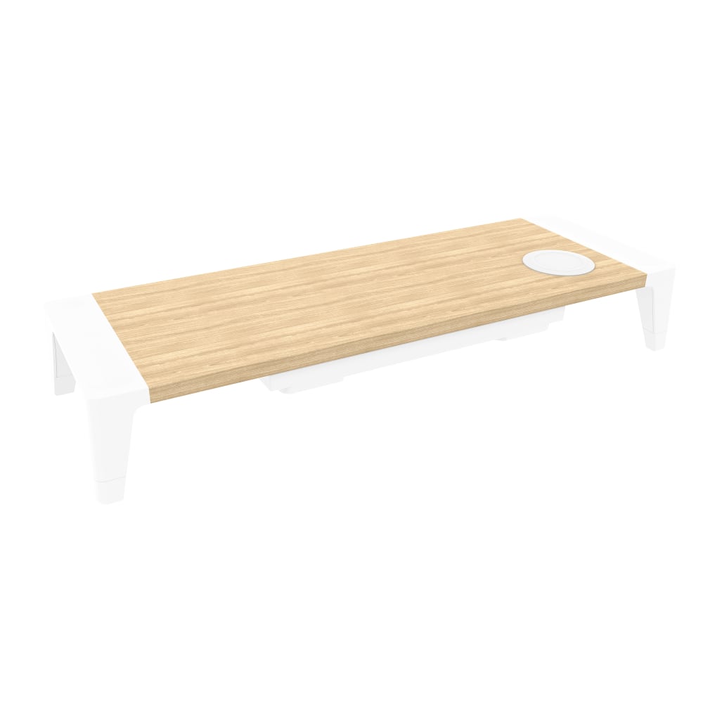 Bostitch Monitor Stand With Wireless Charging Pad, 3-15/16inH x 25inW x 8-1/2inD, White/Wood MPN:STND-2408WH