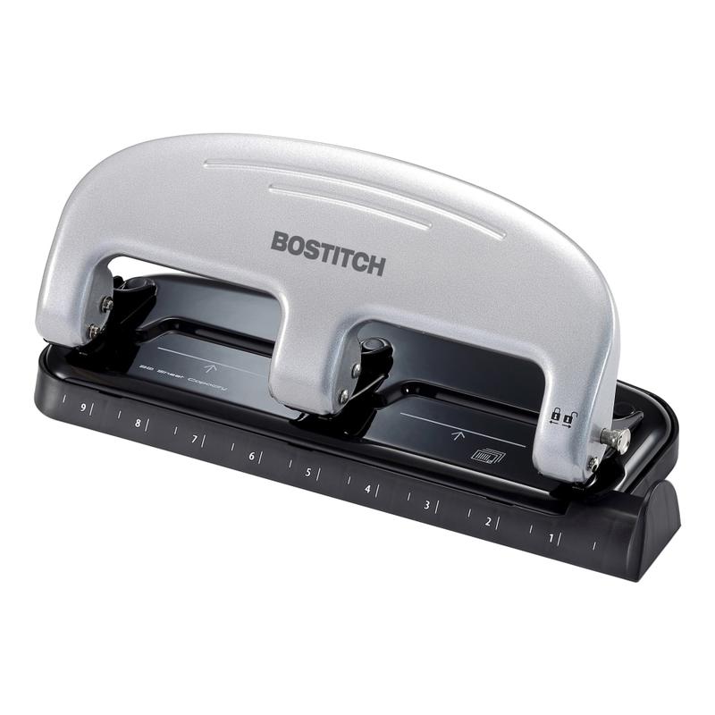 Bostitch EZ Squeeze Three-Hole Punch, 20 Sheet Capacity, Black/Silver (Min Order Qty 5) MPN:2220