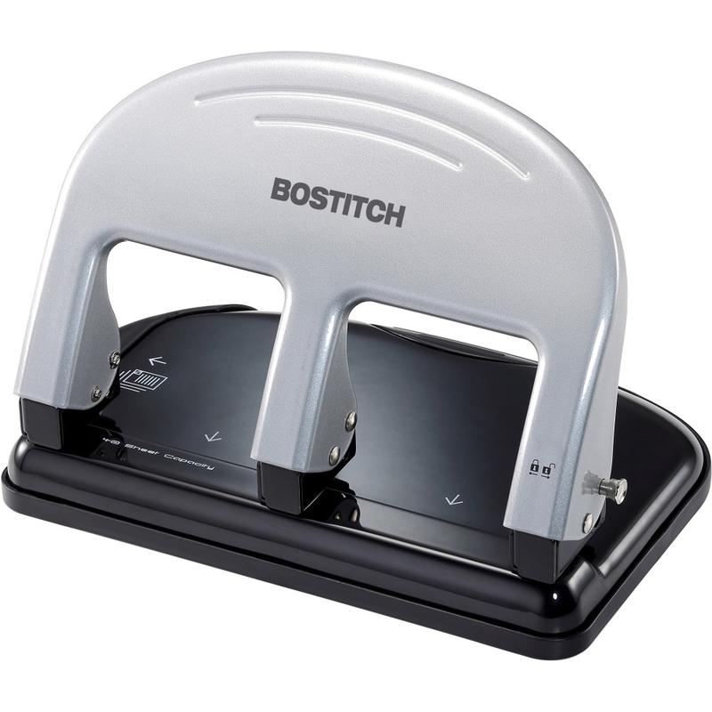 Bostitch EZ Squeeze Three-Hole Punch, 40 Sheet Capacity, Black/Silver (Min Order Qty 3) MPN:2240
