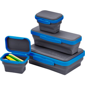 Lockermate® by Bostitch® Flexi Storage Box Kit Collapsible Design Gray/Blue 4/Pack 23124KIT1-GB25