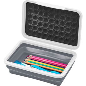 Lockermate® by Bostitch® Expandable Pencil Box with Pop-It Top Collapsible Black/White 23124POP-BLWT