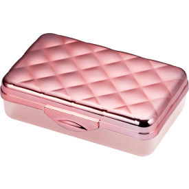 Lockermate® by Bostitch® Metallic Box Hard Plastic Stylish Quilted Lid Rose Gold 23130-RG21-DM