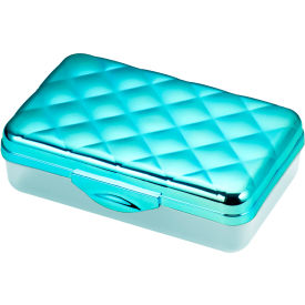 Lockermate® by Bostitch® Metallic Box Hard Plastic Stylish Quilted Lid Blue 23130-TQ21-DM