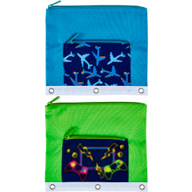 Lockermate® by Bostitch® Pencil Pocket Binder Pouch w/Zipper Navy & Jets Design 2/Pack 24352-GMJT-2PK