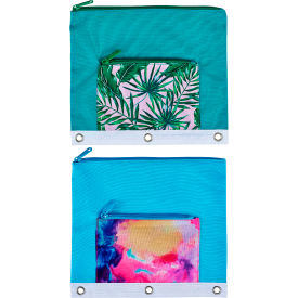 Lockermate® by Bostitch® Pencil Pocket Binder Pouch Palm Tree & Watercolor Design 2/Pack 24352-PMWC-2PK