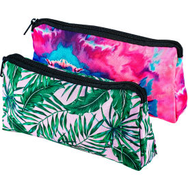 Lockermate® by Bostitch® Printed Fabric Pencil Pouch Palm Tree & Watercolor Design2/Pack 24370-PMWC-2PK