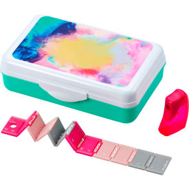 Lockermate® by Bostitch® Pencil Box Kit Includes Ruler & Sharpener Watercolor Design 24416-KIT-WC