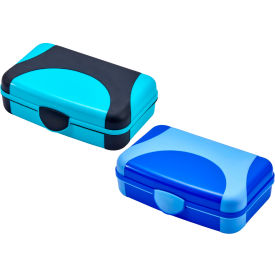 Lockermate® by Bostitch® Plastic Pencil Box Kid-Friendly Colors Blue & Turquoise 2/Pack 91160-BLTQ-2PK
