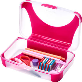 Lockermate® by Bostitch® Hard Durable Plastic Pencil Box Kid-Friendly Design Fuchsia 91160-FCH25