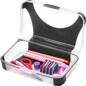 Lockermate® by Bostitch® Hard Durable Plastic Pencil Box Kid-Friendly Design Gray/Clear 91160-GYC22