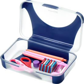 Lockermate® by Bostitch® Hard Durable Plastic Pencil Box Kid-Friendly Design Navy/Clear 91160-NV25