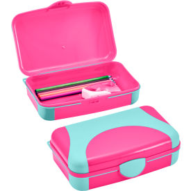 Lockermate® by Bostitch® Hard Durable Plastic Pencil Box Kid-Friendly Design Pink & Blue 91160-PB21-DM