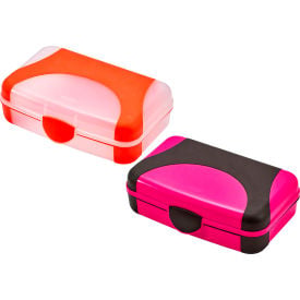 Lockermate® by Bostitch® Plastic Pencil Box Kid-Friendly Colors Pink & Orange 2/Pack 91160-PKOG-2PK