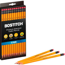 Bostitch® Office Premium American Cedar Wood Pencil #2 Pencils Grade Yellow Barrel 12/Pack BACP12Y
