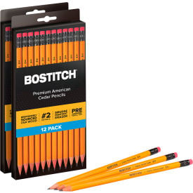 Bostitch® Office Premium American Cedar Wood Pencil #2 Pencils Grade Yellow Barrel 24/Pack BACP12Y-2PK