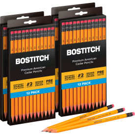 Bostitch® Office Premium American Cedar Wood Pencil #2 Pencils Grade Yellow Barrel 48/Pack BACP12Y-4PK