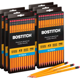 Bostitch® Office Premium American Cedar Wood Pencil #2 Pencils Grade Yellow Barrel 72/Pack BACP12Y-6PK