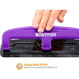 Bostitch EZ Squeeze™ Three-Hole Punch 12-Sheet Capacity Purple 2105