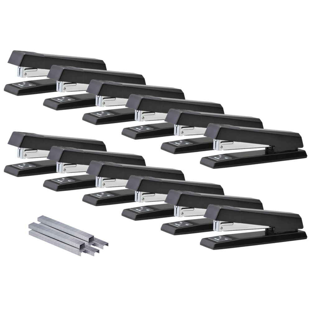 Bostitch No-Jam Premium Desktop Stapler, Full-Strip, Black, Includes 1, 250 Staples, Set Of 12 Staplers MPN:3713 - PK