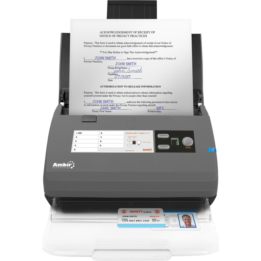 Ambir ImageScan Pro 820ix for use with athenahealth - 48-bit Color - 16-bit Grayscale - 20 ppm (Mono) - 20 ppm (Color) - Duplex Scanning - USB MPN:DS820IX-ATH