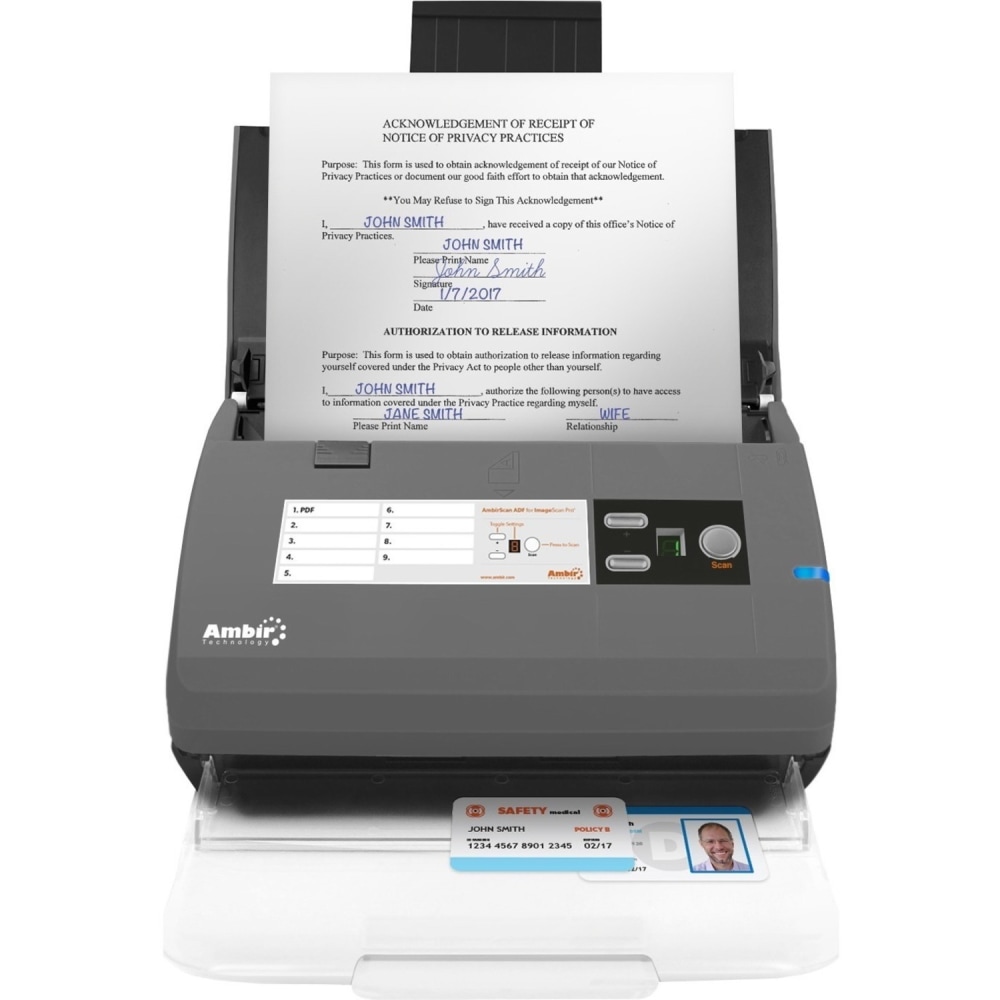 Ambir ImageScan Pro 830ix for use with athenahealth - 48-bit Color - 16-bit Grayscale - 30 ppm (Mono) - 25 ppm (Color) - Duplex Scanning - USB MPN:DS830IX-ATH