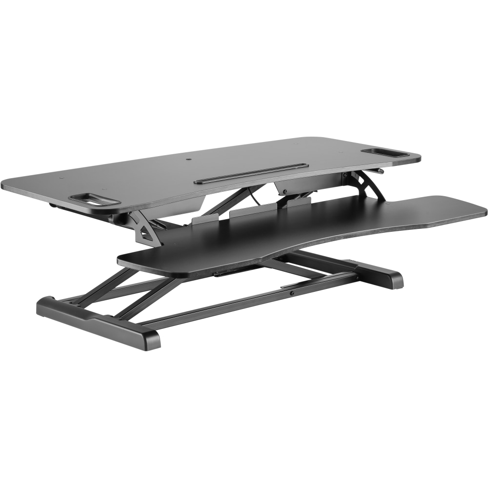 Amer Mounts Dual Monitor 38inW Adjustable Height Standing Desk With Keyboard Tray, Black MPN:EZRISER36