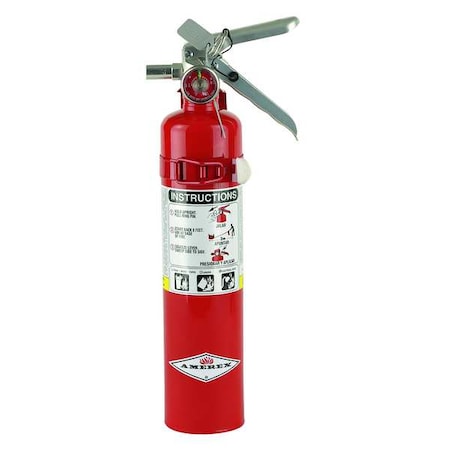 Fire Extinguisher, Class ABC, UL Rating 1A:10B:C, 195 psi, Rechargeable, 2.5 lb capacity MPN:B417T