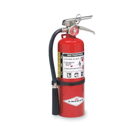 Fire Extinguisher, Class ABC, UL Rating 2A:10B:C, Discharge Time 14 sec, 5 lb capacity, 18 ft Range MPN:B424