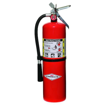 Fire Extinguisher, Class ABC, UL Rating 4A:80B:C, Rechargeable, 10 lb capacity, 21 ft Range MPN:B456