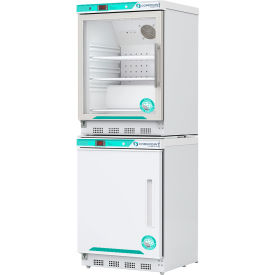 CorePoint Scientific White Diamond Glass Door Refrigerator & Freezer Combo Left Hinged Door PRF092WWGLH-0