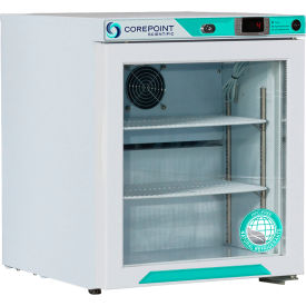 CorePoint Scientific White Diamond Countertop Refrigerator Glass Door/Right Hinged 1 Cu.Ft. PR011WWG-0