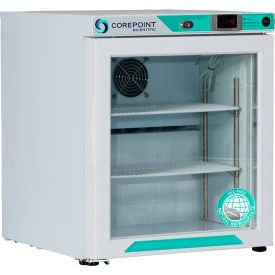 CorePoint Scientific White Diamond Countertop Refrigerator 1 Cu.Ft. Glass Door/Left Hinged PR011WWGLH-0