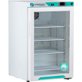 CorePoint Scientific White Diamond Freestanding Undercounter Refrigerator 2.5CuFt Glass Door PR031WWG-0