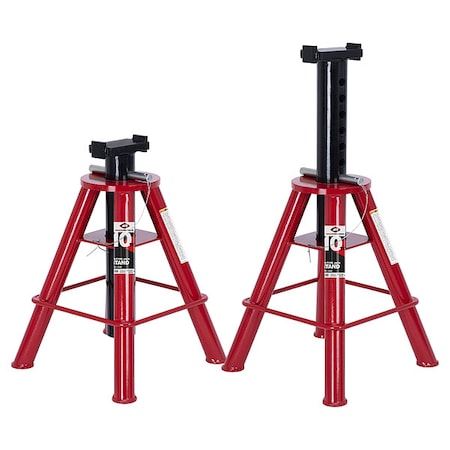 Jack Stand, Pin Adjustment, 10 Ton Load Capacity, 22 in Min Ht, Steel, 1 PR MPN:3309B