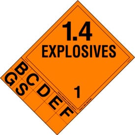 LabelMaster® Placard Explosive Class 1.4 with Compatibility Group Tab Black/Orange Pack of 25 PSR72-SP
