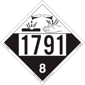 LabelMaster® Hazard Class 8 Corrosive Placard UN1791 10-3/4