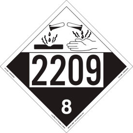 LabelMaster® Hazard Class 8 Corrosive Placard UN2209 10-3/4