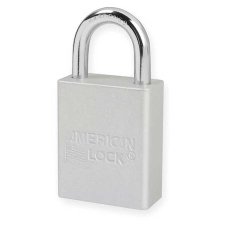 Lockout Padlock, Keyed Alike, Aluminum, Silver, 1 in Shackle Height, 1 1/2 in Body Width MPN:A1105KACLR