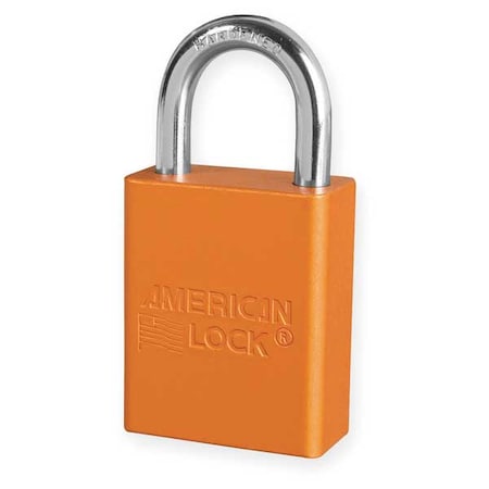 Lockout Padlock, Keyed Different, Aluminum, Orange, 1 in Shackle Height, 1 1/2 in Body Width MPN:A1105ORJ