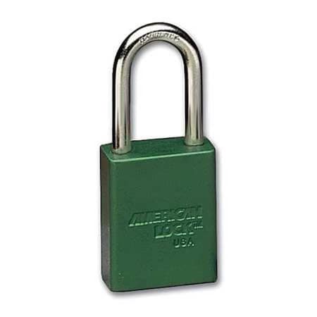 Lockout Padlock, Keyed Alike, Aluminum, Green, 1 1/2 in Shackle Height, 1 1/2 in Body Width, 12 PK MPN:A1106KAGRN SETOF12