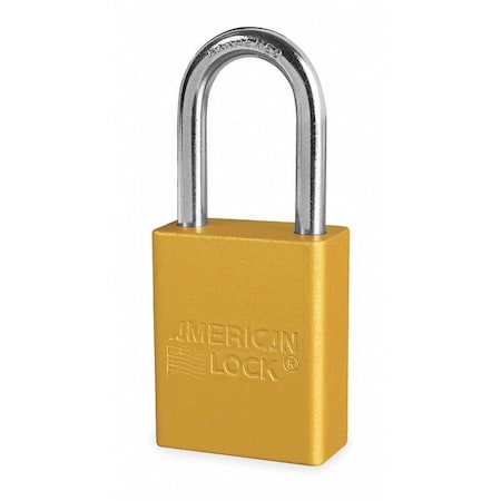 Lockout Padlock, Keyed Alike, Aluminum, Yellow, 1 1/2 in Shackle Height, 1 1/2 in Body Width MPN:A1106KAYLW22165