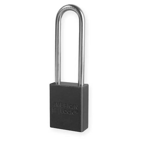 Lockout Padlock, Keyed Alike, Aluminum, Black, 3 in Shackle Height, 1 1/2 in Body Width MPN:A1107KABLK