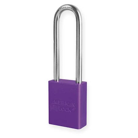 Lockout Padlock, Keyed Different, Aluminum, Purple, 3 in Shackle Height, 1 1/2 in Body Width MPN:A1107PRP