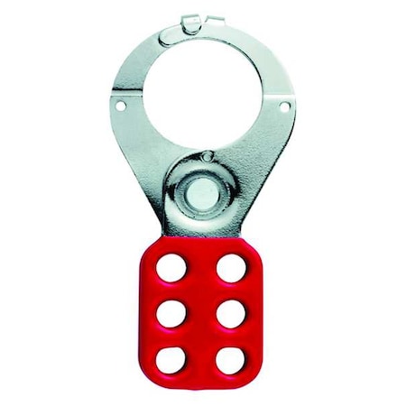 Lockout Hasp, Red, Steel, 6 Max. No. of Padlocks, 3/8 in Max. Shackle Dia., 1 1/2 in Jaw Clearance MPN:ALO802