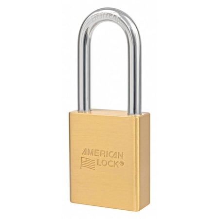 Padlock, Keyed Alike, Long Shackle, Rectangular Brass Body, Boron Shackle, 7/8 in W MPN:A3651D045KA