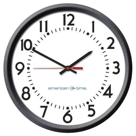 Clock, Black Case, Analog, 13-1/4
