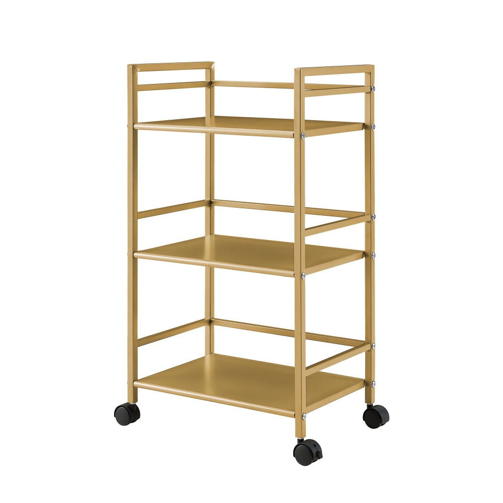 Ameriwood Home Helix Rolling Utility Cart, 29-15/16inH x 16-13/16inW x 11-7/16inD, Gold MPN:7741871COM