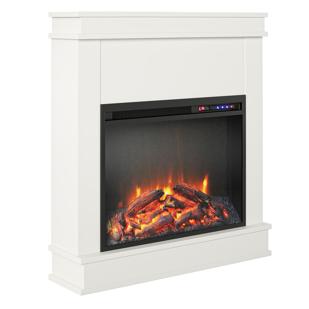 Ameriwood Home Mateo Fireplace With Mantel, 32-7/8inH x 29-3/4inW x 7-3/4inD, White MPN:1277015COM