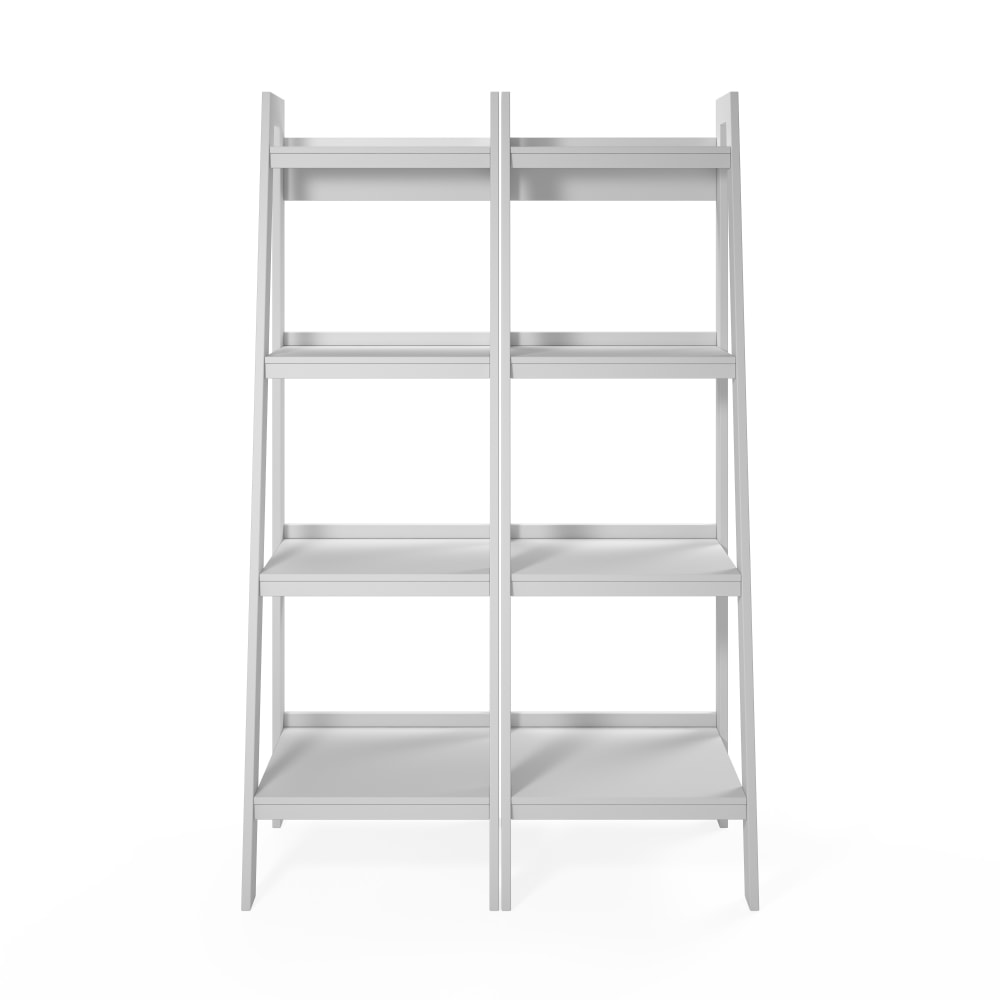 Ameriwood Home Ladder Metal Bookcases, 60inH, 4-Shelves Per Bookcase, White, Set Of 2 Bookcases MPN:9482865COM