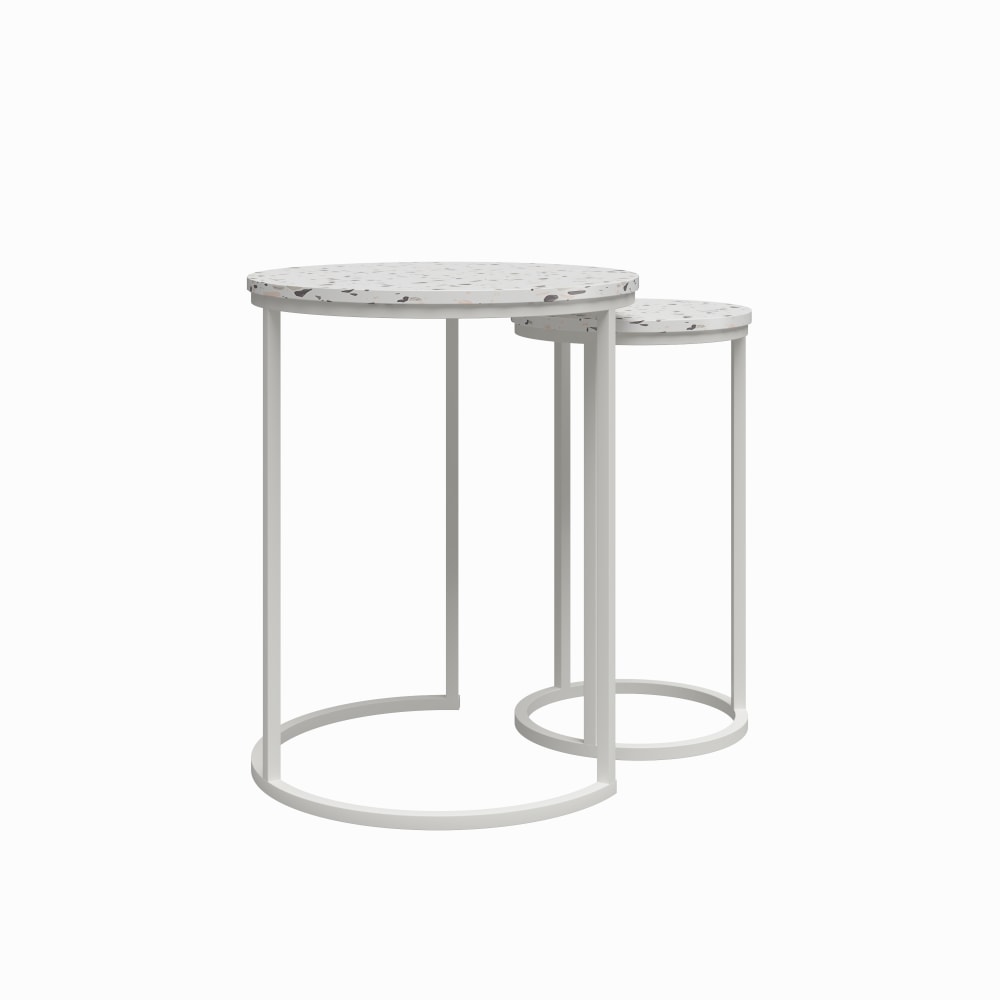 Ameriwood Home Amelia Nesting Tables, 22-13/16inH x 18-1/16inW x 18-1/16inD, White/Terrazzo, Set Of 2 Tables MPN:2759919COM
